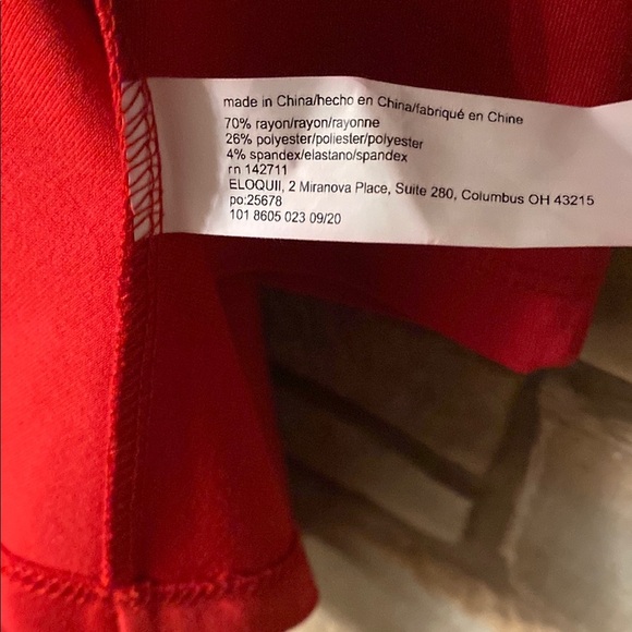 Eloquii 24 Red V Neck Peplum Wrap Top Stretch Ponte Knit Tie Close Plus Size - Picture 12 of 12